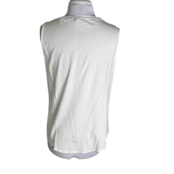 NWT WHBM Cream Color Sleeveless V-Neck Button Front Tie Bottom Top Size L - Picture 5 of 8